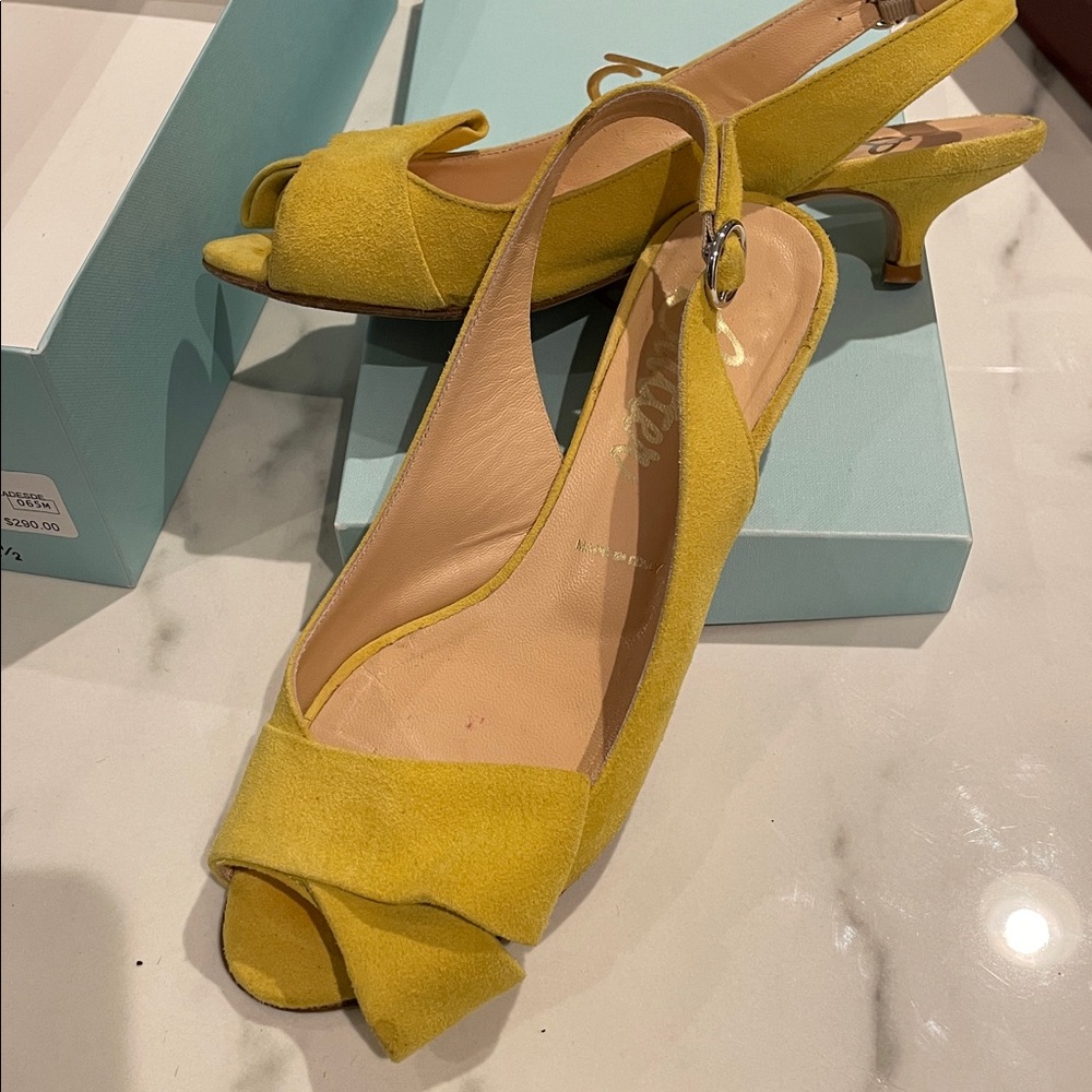 Yellow sling back shoes. Made by butter. Pinnacle yellow.